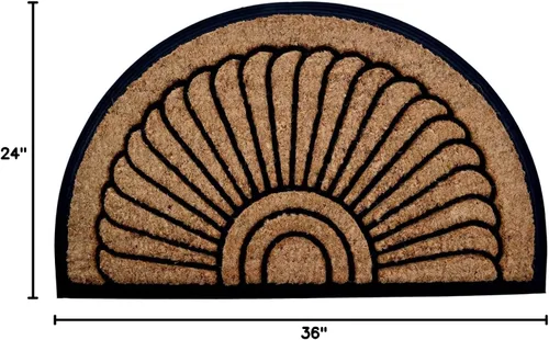Vista 2 de Imports Decor - Felpudo de goma semicircular con parte trasera de fibra de coco, amanecer, 24 x 36 pulgadas