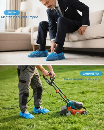 Vista 6 de Cubrezapatos desechables antideslizantes, fundas impermeables para botas con rollo compacto para fácil almacenamiento, paquete de 100 fundas