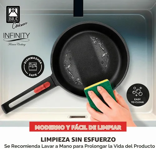 Vista 6 de BRA COOKWARE Infinity - Cacerola antiadherente con tapa de vidrio, olla de 6.3 pulgadas y 1.2 cuartos de galón de profundidad, olla de sopa sin