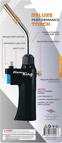 Vista 3 de Flame King FK-028CGA Cabeza de Antorcha de Propano de Alta Intensidad para Soldadura, Brasado, Fontanería, Iluminación de Carbón/Fogatas, Compatible