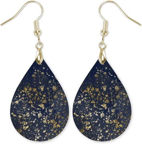 Vista 93 de Dangle Earrings for Women Colorful Dangling Drop Statement Jewelry Printed MDF Wood Teardrop Double Side Print Handmade by The Painted Pug