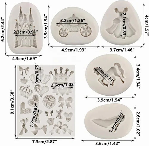 Vista 2 de Sijiangmold Juego de 6 moldes de silicona con temática de cenicienta