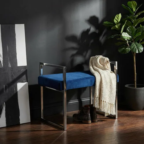 Vista 9 de Cortesi Home Anna Bench Ottoman, 24 pulgadas, azul