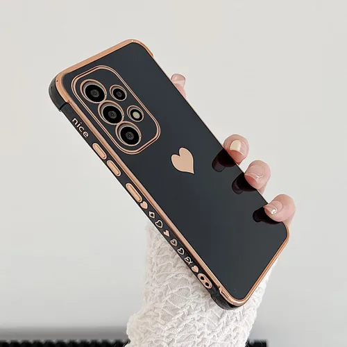 Vista 227 de phylla Funda de teléfono compatible con Samsung Galaxy A12 de 6.5 pulgadas, lindo corazón chapado en oro, elegante funda de lujo para mujer