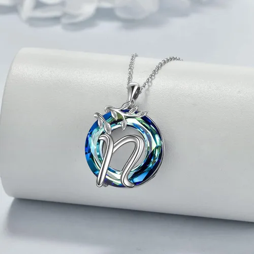 Vista 2 de WTENIY Collar de árbol de la vida, regalos para mujer, plata de ley 925 con letra inicial A-Z, colgante de árbol genealógico, joyería de cristal
