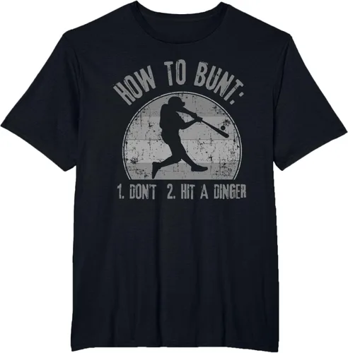 Vista 46 de Cómo Bunt Don't Hit A Dinger - Camiseta divertida de béisbol y sóftbol, Negro, S