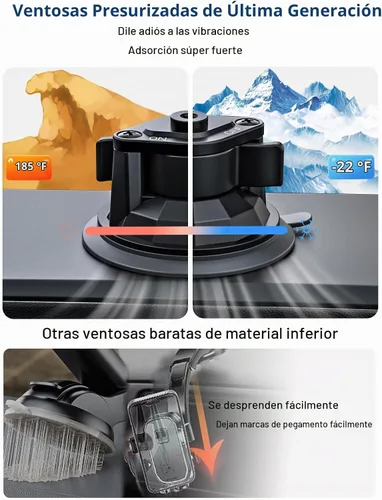 Vista 5 de Soporte doble resistente para tableta para coche/camión [brazo de metal] parabrisas de tablero de instrumentos de doble montaje para soporte