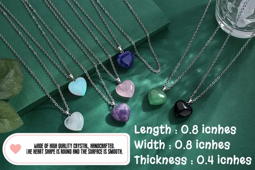 Vista 4 de Collar de Cristal de Cuarzo Cristales Curativos Collares para Mujeres Regalo del Día de las Madres Cuarzo Corazón Piedra Preciosa del Amor, Piedra
