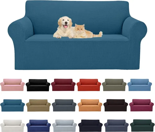Vista 10 de Cupuamon Funda elástica para sofá de 1 plaza, funda protectora de muebles con parte inferior elástica de tela jacquard a cuadros pequeños para Beige