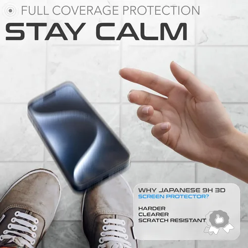 Vista 3 de ROXX NEO - Protector de pantalla japonés 9H 3D (paquete de 3) Cobertura de pantalla completa Para iPhone 16 Plus Más duro Más claro
