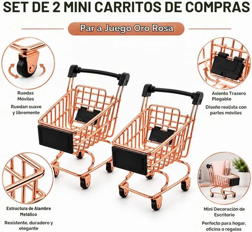 Vista 3 de Mini carrito de compras de metal, mini carrito de compras, carrito de supermercado, carrito de mano, carrito de mano, modelo de decoración