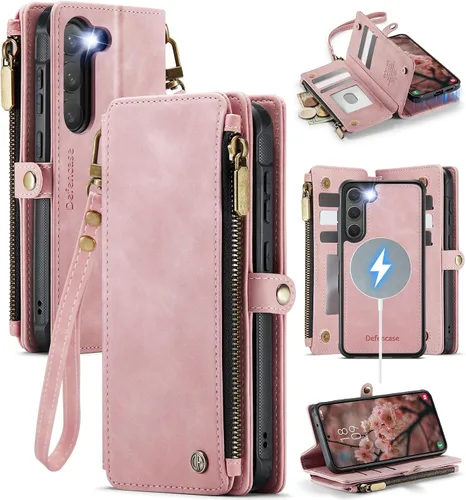 Vista 20 de Defencase Funda Cartera Magnética para Samsung Galaxy S23+/ S23 Plus Compatible con Magsafe con Bloqueo RFID, Cremallera y Portarjetas, Funda