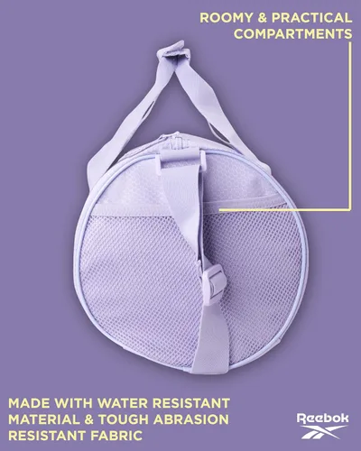 Vista 4 de Reebok Bolsa de lona Bolsa de gimnasio deportiva Plyo equipaje de mano ligero para fin de semana durante la noche para viajes, playa, yoga, Lavanda