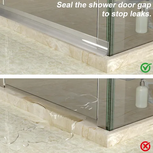 Vista 5 de Barrera de Agua para Umbral de Ducha de 39", Protector de Agua de Silicona para Ducha, Sello Inferior Plegable de Puerta de Ducha, Protector contra