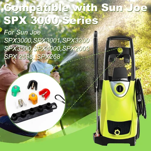 Vista 2 de Puntas de pulverización de conexión rápida para Sun Joe SPX3000-TPS, aptas para lavadoras a presión SPX serie 3000 y universales, juego de puntas