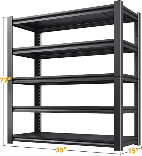 Vista 3 de REIBII Estantes de almacenamiento de 72 pulgadas de alto, estantería de garaje resistente de 2500 libras, estante de metal ajustable de 5 niveles
