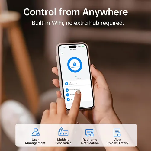 Vista 7 de NUTOMO Palm Vein Smart Lock: cerradura de palma para puerta de entrada sin llave, teclado WiFi integrado, cerrojo digital electrónico con control