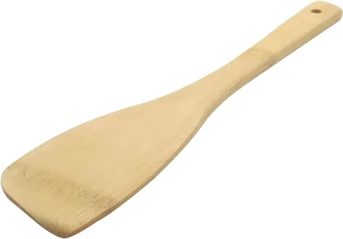 Vista 4 de 11.8 pulgadas de madera natural Turners Utensilio de bambú Herramientas de cocina de madera Cuchara Espátula Cocinar, Saltear y mezclar