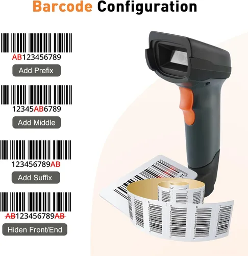 Vista 6 de Escáner de código de barras inalámbrico 1D, lector automático de códigos de barras con pantalla de 1.8 pulgadas, lector de código de barras portátil