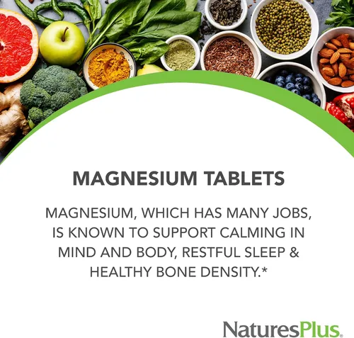 Vista 3 de NaturesPlus Magnesio - 200 mg, 180 Tabletas - Vegetariano, Sin Gluten - 180 Porciones