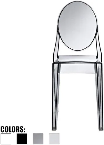 Vista 5 de 2xhome - Victoria Style Ghost - Silla auxiliar de acrílico transparente (humo), individual, juego de 1