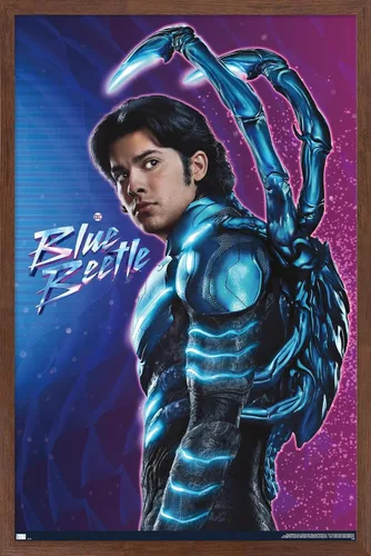 Vista 17 de Trends International DC Comics Movie Blue Beetle - Póster de pared de Jaime Reyes, 14.725 x 22.375 pulgadas, versión enmarcada plateada Versión