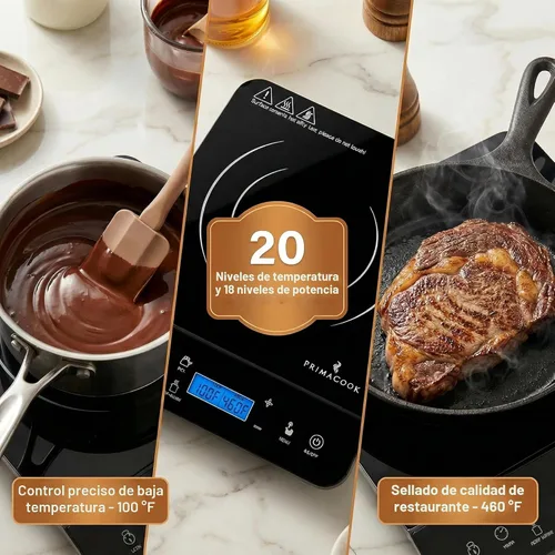 Vista 2 de Placa de Inducción Portátil - Placa Caliente de Inducción de Quemador Único - Calentamiento Seguro y Rápido para Cocina Gourmet - Diseño Elegante