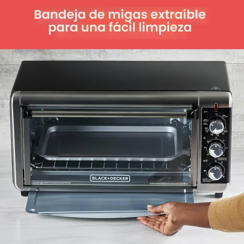 Vista 8 de Horno tostador a convección Black + Decker, 8 rebanadas, extra-amplio, para mesada, Acero inoxidable/Negro