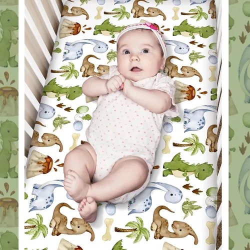 Vista 6 de Hahafelt - Juego de ropa de cama para cuna de bebé, 3 piezas Verde