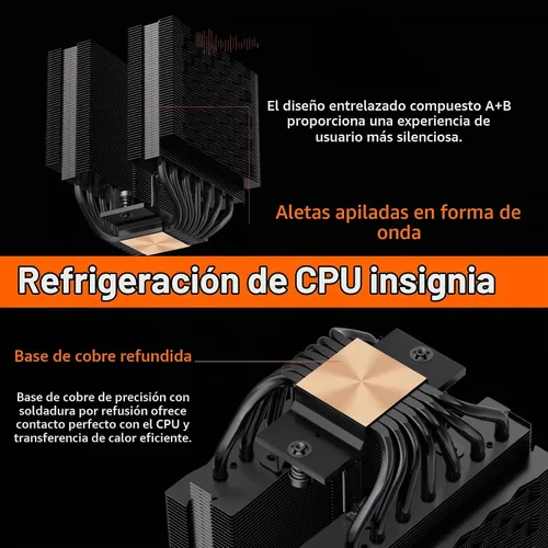 Vista 7 de PCCOOLER RT720TC - Enfriador de aire para CPU, 270W TDP Dual Tower 7 tubos Negro