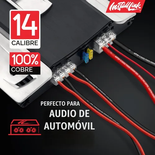 Vista 4 de Install Link Cable de altavoz calibre 14 AWG (30 pies) para automóvil o Rojo esmerilado/negro