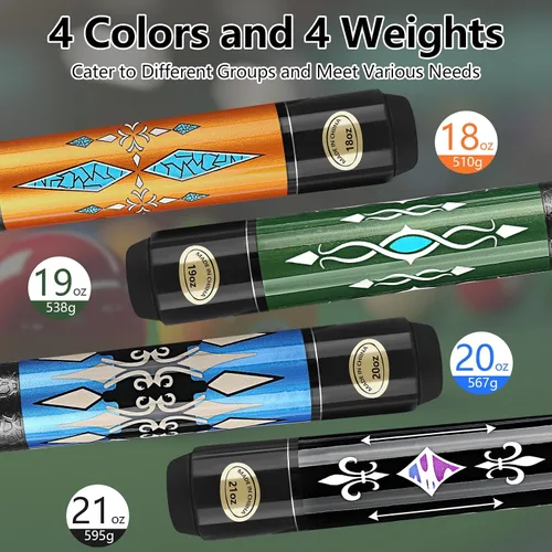 Vista 6 de Pool Cue, 58" Pool Cue Sticks for Adults with 13MM Tips Canadian Maple Wood Leather Pattern Grip 18 19 20 21 oz, Professional Billiard Cues Players