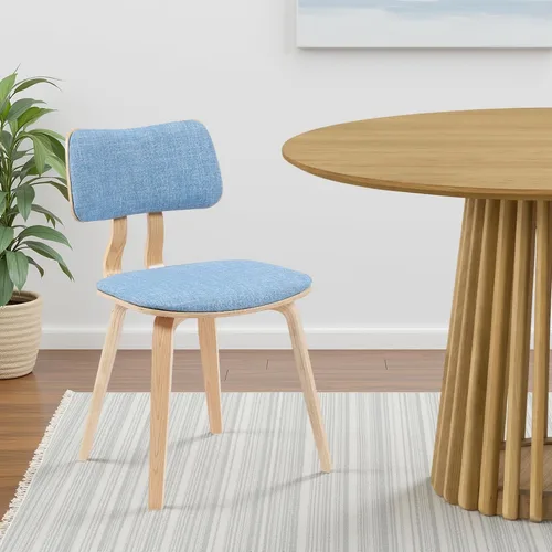 Vista 15 de Armen Living Jaguar Silla de comedor en tela de carbón y acabado de madera de nogal, acabado carbón/nogal, 20 pulgadas de profundidad x 18 pulgadas
