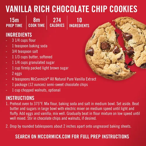 Vista 8 de Extracto de vainilla McCormick, puro, sin gluten, sin OGM, hecho con granos de vainilla de Madagascar, 1 fl oz