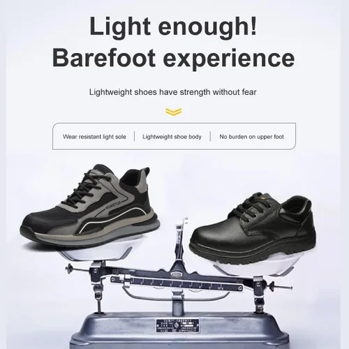Vista 4 de Zapatos de trabajo para hombre, con puntera de acero, zapatos de seguridad ligeros a prueba de pinchazos, zapatos de trabajo de seguridad
