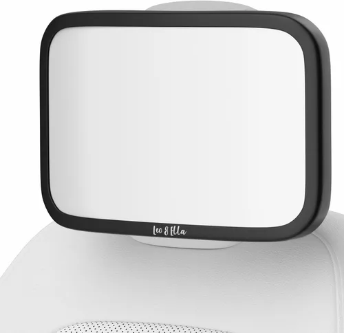 Vista 11 de Leo&Ella Espejo de coche para bebé, tamaño mediano, con montaje ajustable de 360°, visión infantil ultra transparente, inastillable, montaje