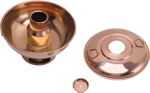Vista 7 de Olla caliente de carbón pequeña, acero inoxidable pulido con diseño de chimenea para comedor buffet 410 acero inoxidable oro rosa 9.1 in 1 unidad