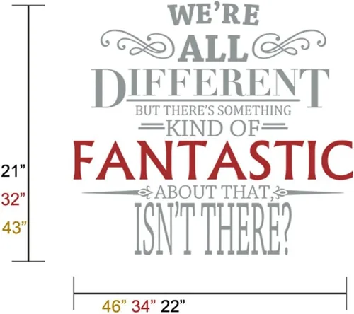Vista 3 de We're All Different - Fantastic Mr. Fox - Calcomanía de pared con texto en vinilo (pequeño, fantástico: marrón, letras: blanco)