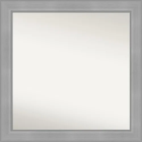Vista 351 de Amanti Art Espejo de baño plateado para sobre el fregadero, 24 x 24 pulgadas, espejo cuadrado de peltre forjado a medida, marco de madera casual