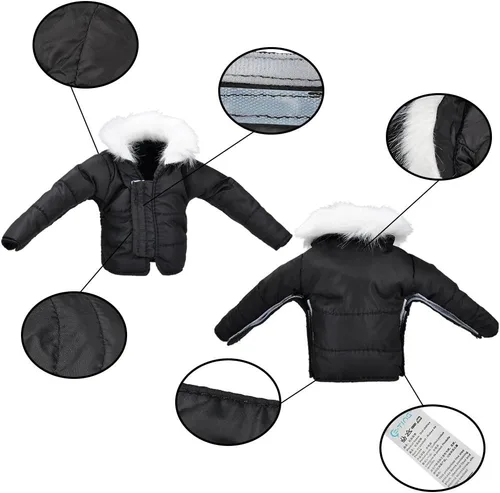 Vista 3 de E-TING Ropa de Santa Abrigo Negro de Plumón Accesorios de Navidad para Muñeca Elfo