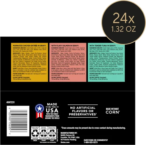 Vista 7 de Sheba Perfect Portions - Alimento húmedo para gatos adultos a la parrilla en salsa salada, pollo marinado, salmón escamoso, atún tierno, bandejas