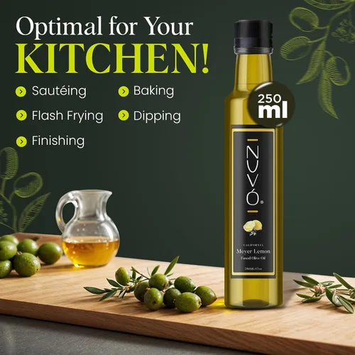 Vista 6 de Nuvo Aceite de oliva virgen extra Meyer con infusión de limón alto polifenol prensado en frío con limón orgánico cosecha temprana AOVE galardonado