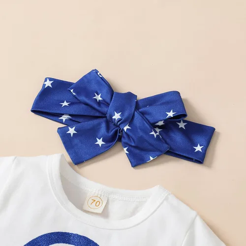 Vista 28 de Conjunto de camiseta y pantalones cortos para bebé niña del 4 de julio, camiseta y pantalones cortos para el Día de los Caídos