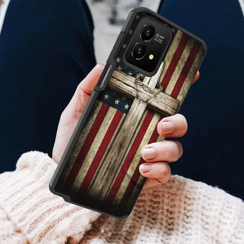 Vista 4 de Funda para Moto G Stylus 5G 2023, resistente 2 en 1 de doble capa híbrida de policarbonato duro y silicona suave a prueba de golpes, funda