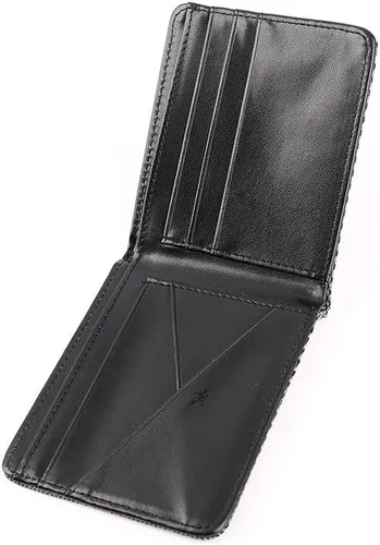 Vista 2 de JDM Billetera Racing Seat Tela Cuero Bi-fold Hombres Mujeres REC, Gris-amarillo