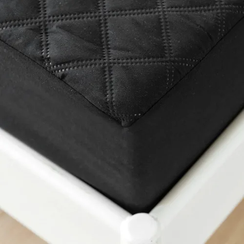 Vista 5 de jejeloiu Protector de colchón acolchado negro, 100% impermeable, transpirable, tamaño individual, protector de colchón de 14 pulgadas de profundidad