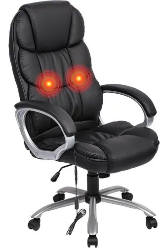 Vista 8 de PayLessHere Silla de oficina ergonómica de respaldo alto ejecutivo silla de escritorio con silla giratoria ajustable de piel sintética con Negro