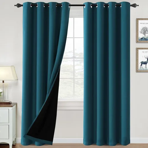 Vista 63 de H.VERSAILTEX Cortinas 100% de opacidad para dormitorio, con aislamiento térmico, cortinas opacas de 63 pulgadas de largo, cortinas de bloqueo