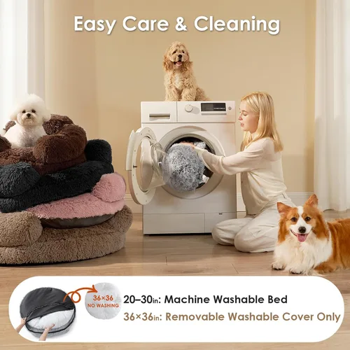 Vista 6 de EHEYCIGA Cama calmante de 20 pulgadas para perros pequeños y gatos, sofá Marrón