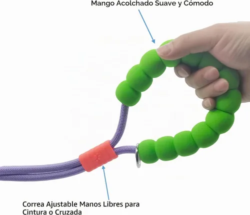 Vista 4 de Correa de perro manos libres, cintura elástica ajustable y correa cruzada con mango cómodo, cuerda de nailon resistente para perros pequeños a Negro